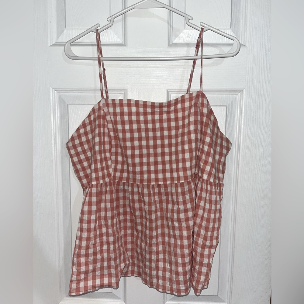 Wild Fable Salmon Gingham Top